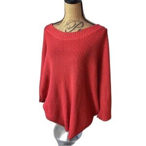 Avenue Women's Red Cable Knit round-neck Sweater Plus size 22/24